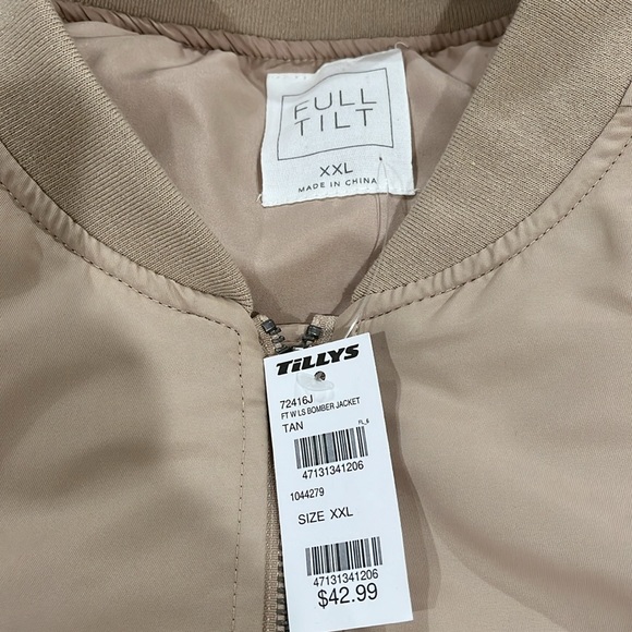 FULL TILT Womens Tan Bomber Jacket/NWT/S - Picture 6 of 16